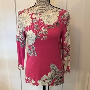 Talbots Pink and White Floral Long Sleeve Top